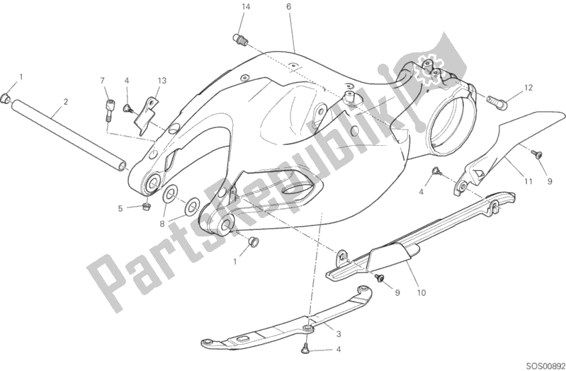 Alle onderdelen voor de Zwenkarm van de Ducati Multistrada 1260 S Grand Tour 2020